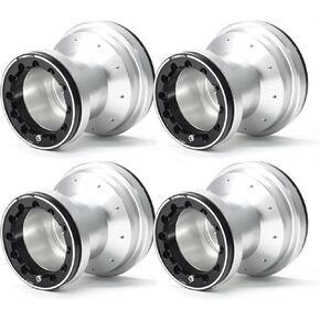 TREAL Aluminum 7075 Beadlock Wheels Set of 4 for 1/18 Mini LMT Monster Truck(Silver-Blue)