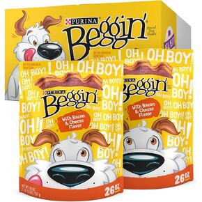 Purina Beggin' Strips With Real Meat Dog Training Treats With Bacon and Cheese Flavors - (Pack of 2) 26 oz. Pouches