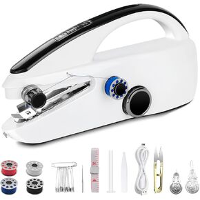 Handheld Sewing Machine, Dual Electric Power Mode,Easy to Learn, Sportable Sewing Machine and Kit for Beginners., Can be Used at Home or Outdoors to Sew Clothes Quickly Anytime, Anywhere, （White）