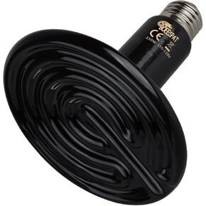 High Efficiency 75W Ceramic Heat Emitters, Pack of 2 Reptile Heat Lamp Bulbs for Bearded Dragon, Lizard, Iguana, Geckos & Small Pets Basking (Black, 75 Watts)