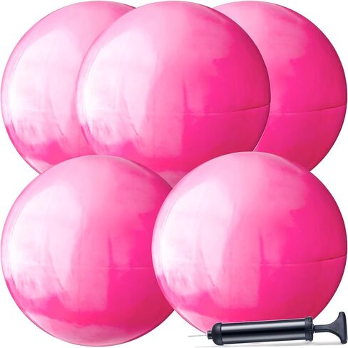 Chumia 18 Inch Fun Bouncy Balls 5 Pcs Rubber Inflatable Beach Ball Bouncing Sensory Playballs with Hand Air Pump for Park Backyard Beach Indoor Outdoor Party Favors in Kuwait