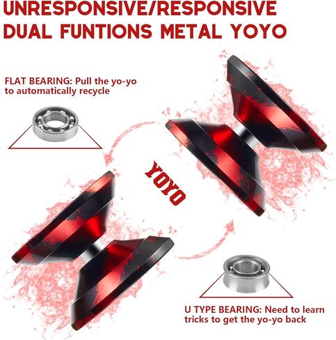 FETESNICE Yoyo Professional Responsive Yoyos for 8-12 Kids, Beginner, Unresponsive Yo-yo for Adults, Metal Trick Yo yos for Advanced Player, Pro Yo-yo with Accessories（Black Gold） in Saudi Arabia