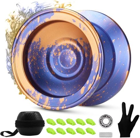 FETESNICE Yoyo Professional Responsive Yoyos for 8-12 Kids, Beginner, Unresponsive Yo-yo for Adults, Metal Trick Yo yos for Advanced Player, Pro Yo-yo with Accessories（Black Gold） in Saudi Arabia