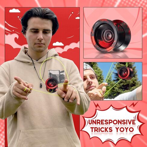 FETESNICE Yoyo Professional Responsive Yoyos for 8-12 Kids, Beginner, Unresponsive Yo-yo for Adults, Metal Trick Yo yos for Advanced Player, Pro Yo-yo with Accessories（Black Gold） in Saudi Arabia