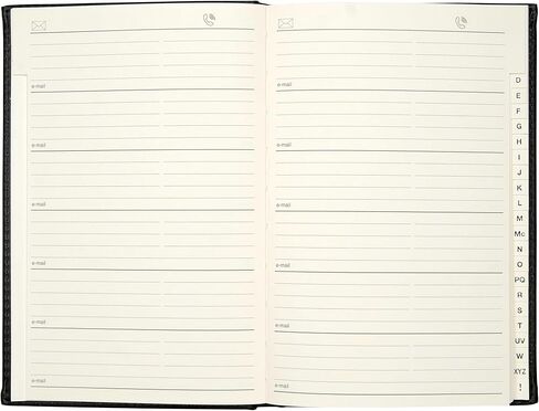 دفتر العناوين | غطاء جلد صناعي ناعم مبطن إيطالي | صفحات ذات حواف ذهبية مذهبة | مؤشر 22 خطوة | الحجم: 5.5 × 8 بوصة in Kuwait