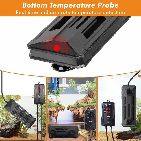 سخان حوض السمك AQQA، سخان خزان أسماك من الفولاذ المقاوم للصدأ 316 غاطس، 59 درجة فهرنهايت - 93 درجة فهرنهايت، تسخين سريع مقاوم للانفجار، حماية أمان مزدوجة شاشة رقمية LED تسخين تلقائي (1200 وات (لمدة 150-280 جالون)) in Kuwait