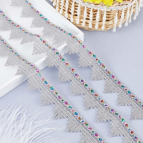 GORGECRAFT 5 Yards Metallic Lace Trim 1.5 Inch Width Gimp Braid Fringe Gold Embroidery Venice Ribbon Edge with Sequins Triangle Craft Sewing Garment Accessory for Wedding Costume Clothing Decor in Saudi Arabia