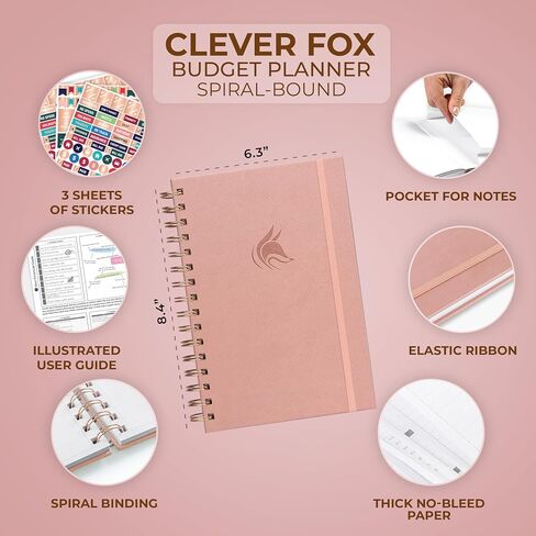 حلزوني لتخطيط الميزانية من شركة Clever Fox - دفتر تعقب النفقات - منظم الميزانية الشهرية، دفتر المالية وكتاب الحسابات للتحكم في أموالك - متتبع الفواتير غير المؤرخ، 6.3 × 8.4 بوصة (لافندر) in Kuwait