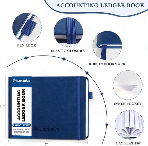 Accounting Ledger Book - Ledger Books Bookkeeping for Personal & Small Business Accounting, Expense Tracker Notebook for Expenses, Deposits & Balance, B5 Log Book for Business Essentials, Navy Blue in Saudi Arabia