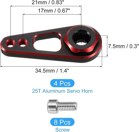 MECCANIXITY سبائك الألومنيوم 25T توجيه سيرفو ثقب مزدوج الذراع القرن الأحمر DIY بها بنفسك RC سيارة/قارب/طائرة اكسسوارات للقوارب 4 قطعة in Saudi Arabia