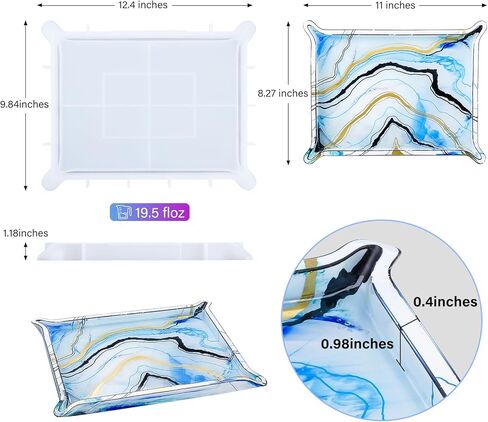 LET'S RESIN Resin Tray Molds, Small Rectangle Silicone Molds for Resin, Epoxy Resin Molds for Serving Tray, Resin Art, Resin Casting, DIY Jewelry/Cups/Makeup/Candy Storage Tray, Home Decor Crafts in Kuwait