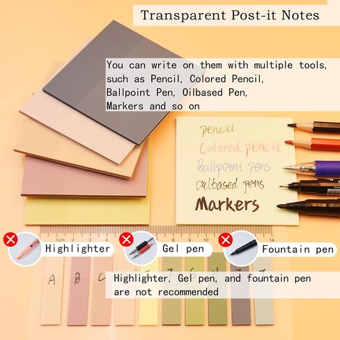 800Pcs Transparent Sticky Notes, 3"x3" Clear Sticky Notes, Waterproof Translucent Sticky Note Pads for Books Annotation, Clear Post it Notes for Bible Study, School, Office（Morandi） in Saudi Arabia