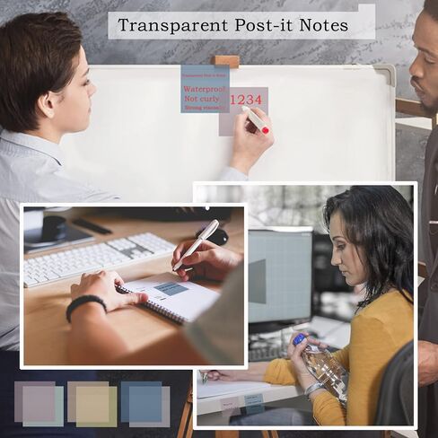 800Pcs Transparent Sticky Notes, 3"x3" Clear Sticky Notes, Waterproof Translucent Sticky Note Pads for Books Annotation, Clear Post it Notes for Bible Study, School, Office（Morandi） in Saudi Arabia