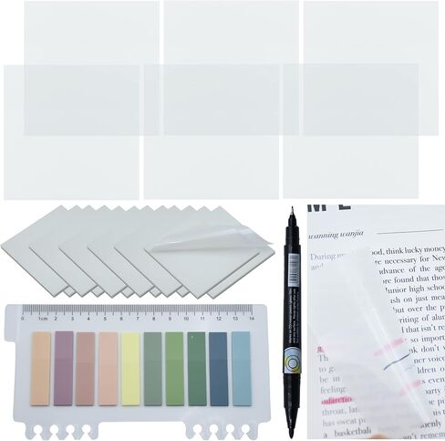 800Pcs Transparent Sticky Notes, 3"x3" Clear Sticky Notes, Waterproof Translucent Sticky Note Pads for Books Annotation, Clear Post it Notes for Bible Study, School, Office（Morandi） in Saudi Arabia