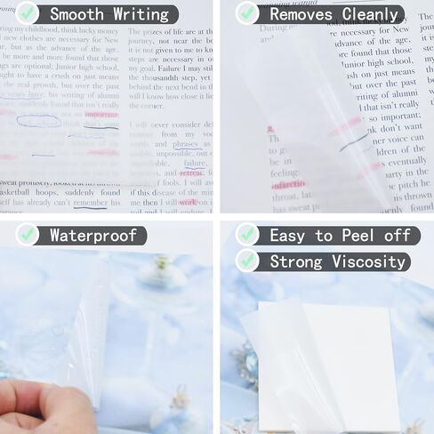 800Pcs Transparent Sticky Notes, 3"x3" Clear Sticky Notes, Waterproof Translucent Sticky Note Pads for Books Annotation, Clear Post it Notes for Bible Study, School, Office（Morandi） in Saudi Arabia