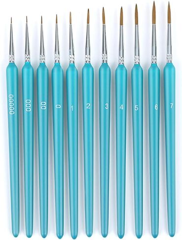 9 pcs Miniature Paint Brush Set, Ultra Fine Art Painting Brush Miniature Professional Paint Brush Set, Commonly Used in Watercolor, Oil Color, Face, Acrylic Black in Saudi Arabia