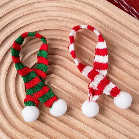 Miniature Snowman Hat Scarf, Christmas Knit Hat Scarf, Dollhouse Elf Santa Hat Scarf, for Snowman, Dollhouse, Fairy Garden, Elf Props, DIY Supplies (Red (4 Hats and 4 Scarfs)) in Kuwait
