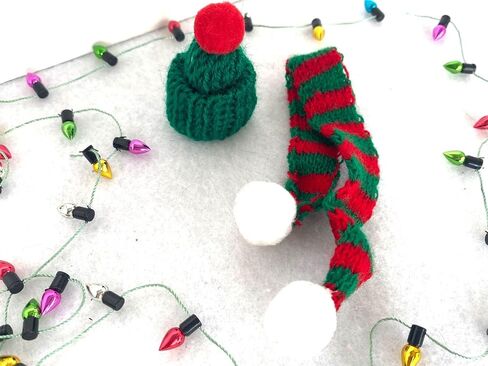 Miniature Snowman Hat Scarf, Christmas Knit Hat Scarf, Dollhouse Elf Santa Hat Scarf, for Snowman, Dollhouse, Fairy Garden, Elf Props, DIY Supplies (Red (4 Hats and 4 Scarfs)) in Kuwait