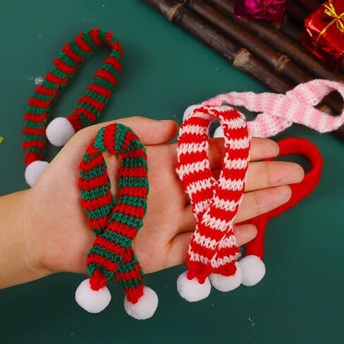 Miniature Snowman Hat Scarf, Christmas Knit Hat Scarf, Dollhouse Elf Santa Hat Scarf, for Snowman, Dollhouse, Fairy Garden, Elf Props, DIY Supplies (Red (4 Hats and 4 Scarfs)) in Kuwait