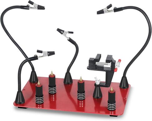 Soldering Helping Hands, NEWACALOX Third Hand Magnetic Helping Tool with 4 Soldering Helping Arms & Big PCB clamp Holder & 4 Upgrade PCB Holder Pillars, Waterproof Solder Clamp Station in Saudi Arabia