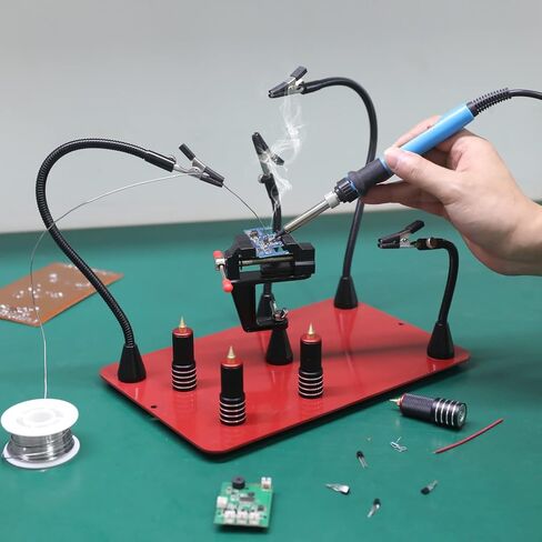 Soldering Helping Hands, NEWACALOX Third Hand Magnetic Helping Tool with 4 Soldering Helping Arms & Big PCB clamp Holder & 4 Upgrade PCB Holder Pillars, Waterproof Solder Clamp Station in Saudi Arabia