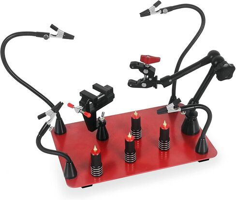 Helping Hands Soldering Magnetic Third Helper hand Station with 4 Solder Magnetic Arms, Welding Gun Holder and Waterproof Large Stable Base for Electronics PCB Clamp Jewelry Crafts Model Repair in Saudi Arabia