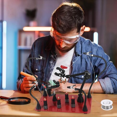 Helping Hands Soldering Magnetic Third Helper hand Station with 4 Solder Magnetic Arms, Welding Gun Holder and Waterproof Large Stable Base for Electronics PCB Clamp Jewelry Crafts Model Repair in Saudi Arabia