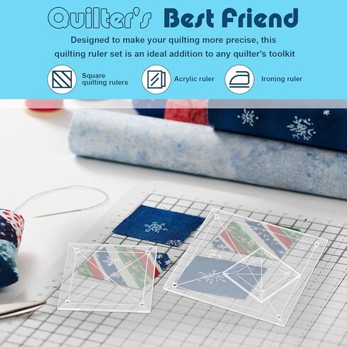 Nezyo 4 Pcs Quilting Rulers 4 Sizes Sewing Rulers Clear Quilting Templates for Fabric Cutting Crafts Supplies (Square,1.5 inch, 2.5 inch, 3.5 inch, 4.5 inch) in Kuwait