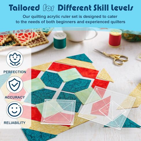 Nezyo 4 Pcs Quilting Rulers 4 Sizes Sewing Rulers Clear Quilting Templates for Fabric Cutting Crafts Supplies (Square,1.5 inch, 2.5 inch, 3.5 inch, 4.5 inch) in Kuwait