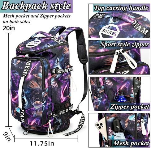 Gym Duffle Bag Backpack with Shoe Compartment,4 ways Travel Backpack for Women and Men,Multi-Functional Weekender bag with Waterproof Layer&Laptop Compartment for Fitness, Travel,Camping in Saudi Arabia