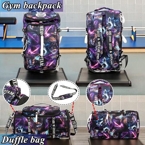 Gym Duffle Bag Backpack with Shoe Compartment,4 ways Travel Backpack for Women and Men,Multi-Functional Weekender bag with Waterproof Layer&Laptop Compartment for Fitness, Travel,Camping in Saudi Arabia