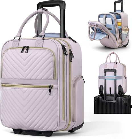 RAINSMORE Underseat Carry On Luggage, 16-inch Airline Approved Luggage with Wheels Lightweight Softside Underseater Travel Suitcases Durable Overnight Bag Rolling Carry-on Bag for Women Men,Black in Kuwait