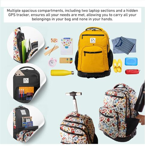 Rolling Trolley Backpacks | 38 L | Laptop Backpack | Multi-Pockets Convertible Aluminum Rod Luggage Bag for Office Travel (Puppy) in Saudi Arabia