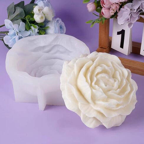 Very Large Peony Flower Candle Mold Soap Mold Peony Silicone Resin Mold, 6.5 Inch 3D Silicone Candle Mold for Candle Soap Making, Silicone Flower Mold for Candle Wax Clay Resin Making Wedding Decor in Saudi Arabia