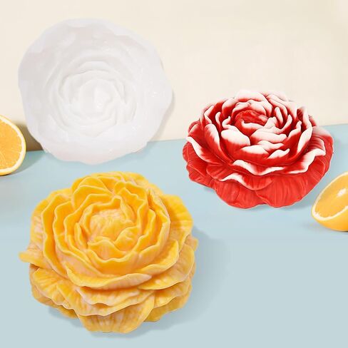 Very Large Peony Flower Candle Mold Soap Mold Peony Silicone Resin Mold, 6.5 Inch 3D Silicone Candle Mold for Candle Soap Making, Silicone Flower Mold for Candle Wax Clay Resin Making Wedding Decor in Saudi Arabia