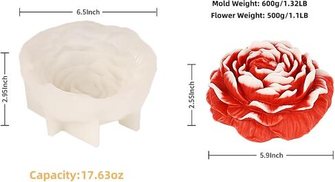 Very Large Peony Flower Candle Mold Soap Mold Peony Silicone Resin Mold, 6.5 Inch 3D Silicone Candle Mold for Candle Soap Making, Silicone Flower Mold for Candle Wax Clay Resin Making Wedding Decor in Saudi Arabia