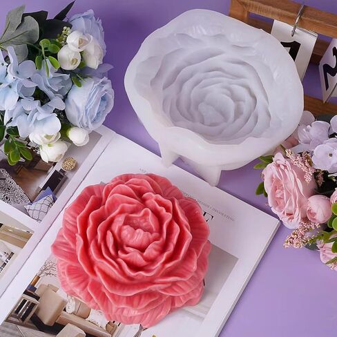 Very Large Peony Flower Candle Mold Soap Mold Peony Silicone Resin Mold, 6.5 Inch 3D Silicone Candle Mold for Candle Soap Making, Silicone Flower Mold for Candle Wax Clay Resin Making Wedding Decor in Saudi Arabia