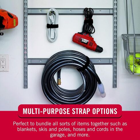 VELCRO Brand Elastic Cinch Straps with Buckle, 8in x 1in, Black, 2 Pack | Adjustable And Stretchable For A Snug Fit; Fastens Power Cords, Organizes Cables, Bundle Unruly Wires in Kuwait