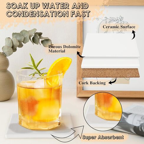 Ceramic Tiles for Crafts, GOH DODD 36 Pack Unglazed Blank Coasters White Tiles with 36 Cork Backing Pads for Alcohol Ink, Painting, Acrylic Pouring, DIY, Art Projects, Decorating, Square, 4 Inch in Kuwait