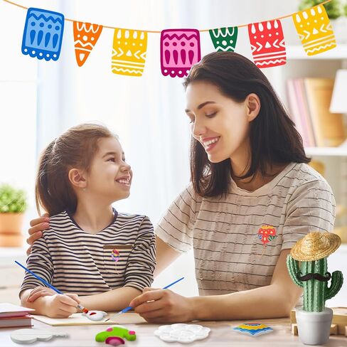 Sinmoe 12 مجموعة من مجموعات طلاء الفنون والحرف اليدوية المكسيكية للأطفال من Cinco de Mayo غير مطلية، تماثيل سيراميك DIY ترسم تماثيلك الخاصة مع 12 مغناطيس وفرشتين ولوحة واحدة للأطفال الصغار in Saudi Arabia