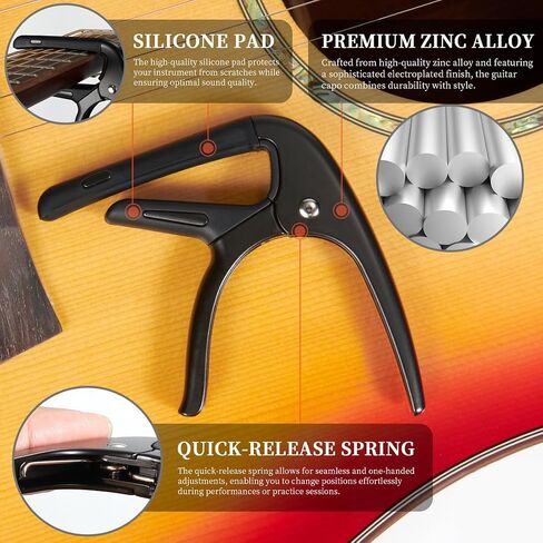 Guitar Capo, Black Capo, Pick Holder on Capo for Acoustic Electric Guitar,Ukulele,Mandolin,Banjo (Black) in Saudi Arabia