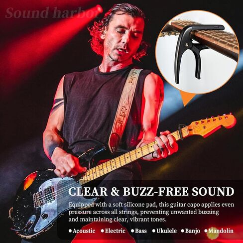 Guitar Capo, Black Capo, Pick Holder on Capo for Acoustic Electric Guitar,Ukulele,Mandolin,Banjo (Black) in Saudi Arabia