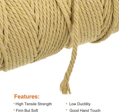 MECCANIXITY 4 Pcs Cotton Rope 4 Strand Twisted Braided Rope Cord, Brown Yellow 100m/109 Yard 3mm Dia for Wall Hanging, Plant Hanger, Knitting, Macrame Knotting in Saudi Arabia