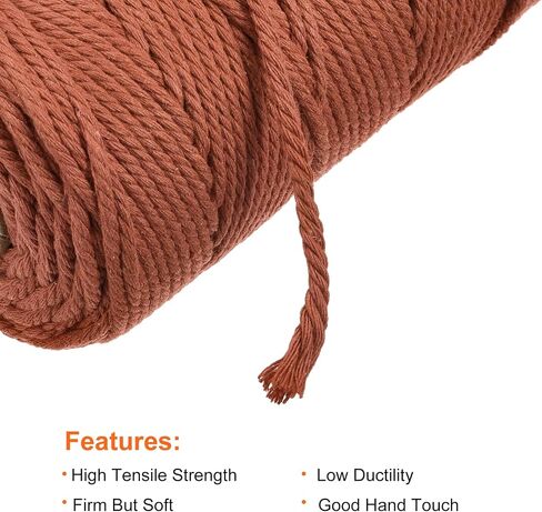 MECCANIXITY 4 Pcs Cotton Rope 4 Strand Twisted Braided Rope Cord, Brown Yellow 100m/109 Yard 3mm Dia for Wall Hanging, Plant Hanger, Knitting, Macrame Knotting in Saudi Arabia