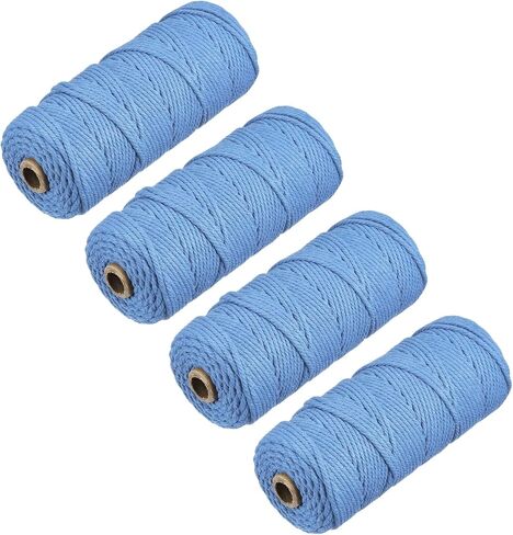 MECCANIXITY 4 Pcs Cotton Rope 4 Strand Twisted Braided Rope Cord, Brown Yellow 100m/109 Yard 3mm Dia for Wall Hanging, Plant Hanger, Knitting, Macrame Knotting in Saudi Arabia