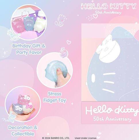 Hamee SquiSHU Sanrio Hello Kitty الذكرى السنوية الخمسين - إصدار خاص محدود جديد اسفنجي [لعبة حسية قابلة للتمدد من العجين] [كرة ضغط ناعمة] هدية ممتعة للاسترخاء للأطفال والكبار - بريق وردي in Kuwait