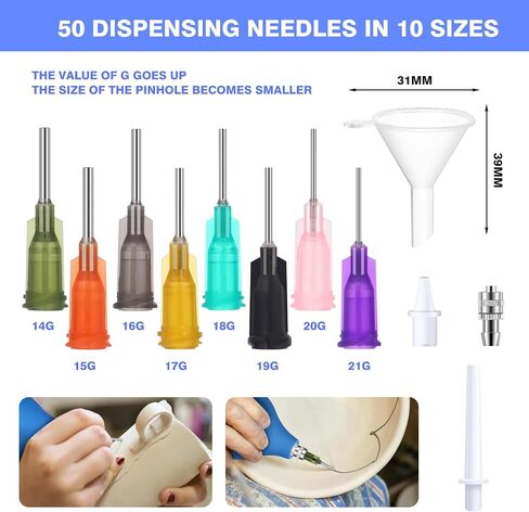 127Pcs Pottery Clay Tools Supplies, Ceramic Precision Applicator, Precision Tip Applicator for Pottery, Ceramic Glaze Extrusion Bottle for Pottery Clay Art Decorating Kit (5 Pieces of Each 8 Sizes) in Saudi Arabia