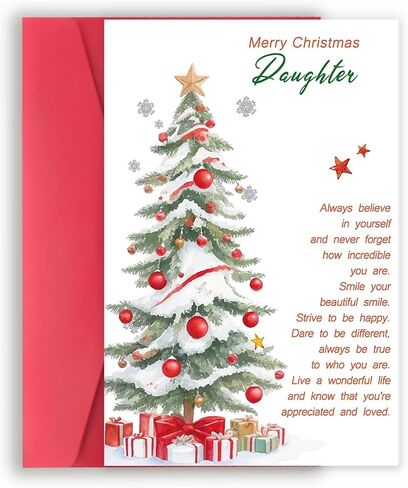 Lovely Christmas Card Gift for Daughter, Daughter Christmas Card, Merry Christmas Card Daughter, Romantic Xmas Gift for Daughter from Dad Mom in Saudi Arabia