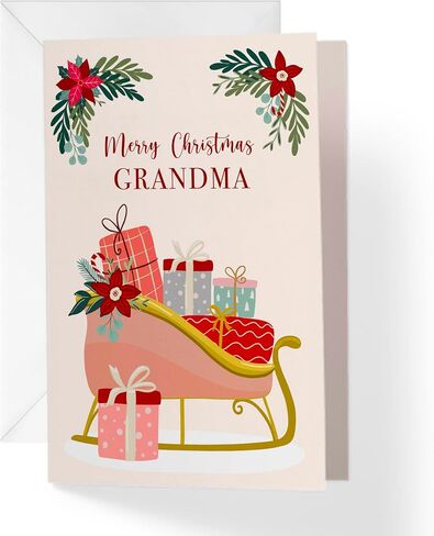Single Christmas Card For Mom (Mother) | Pomegranate, Poinsettia, Mistletoe | Your Purchase Helps Animals In Need | 5"x7.5" | Individual Christmas Card with Envelope | Made in USA | in Saudi Arabia