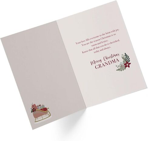 Single Christmas Card For Mom (Mother) | Pomegranate, Poinsettia, Mistletoe | Your Purchase Helps Animals In Need | 5"x7.5" | Individual Christmas Card with Envelope | Made in USA | in Saudi Arabia
